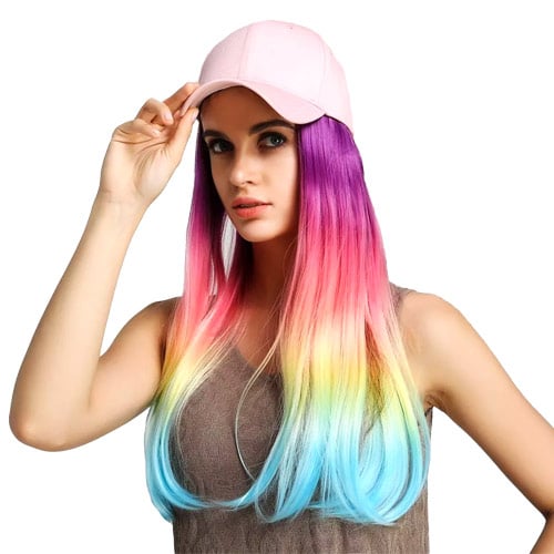 Rainbow hat wig cap van synthetisch haar